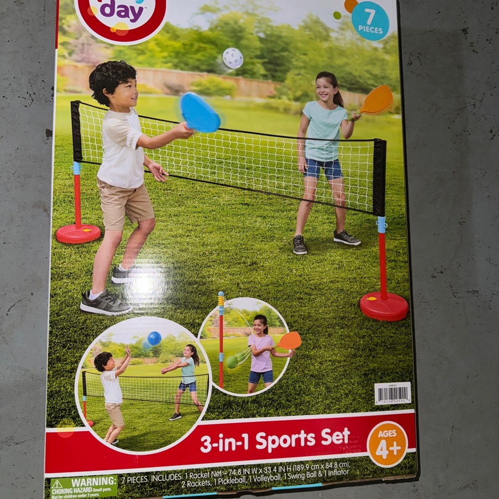 3-in-1 Sports Set for Kids - Red, Blue, Yellow